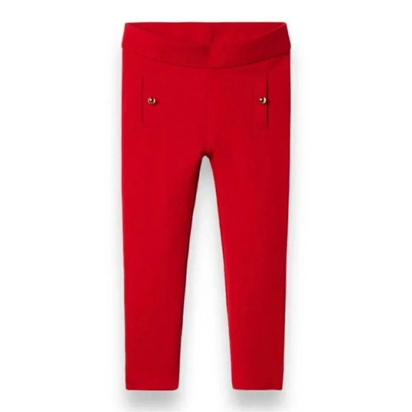 Janie & Jack | Girls’ Red Ponte Button Pants (4) - Picture 1 of 4